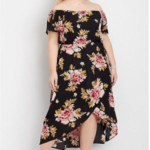 Maurices Floral Faux Wrap Hi-Low Maxi Dress